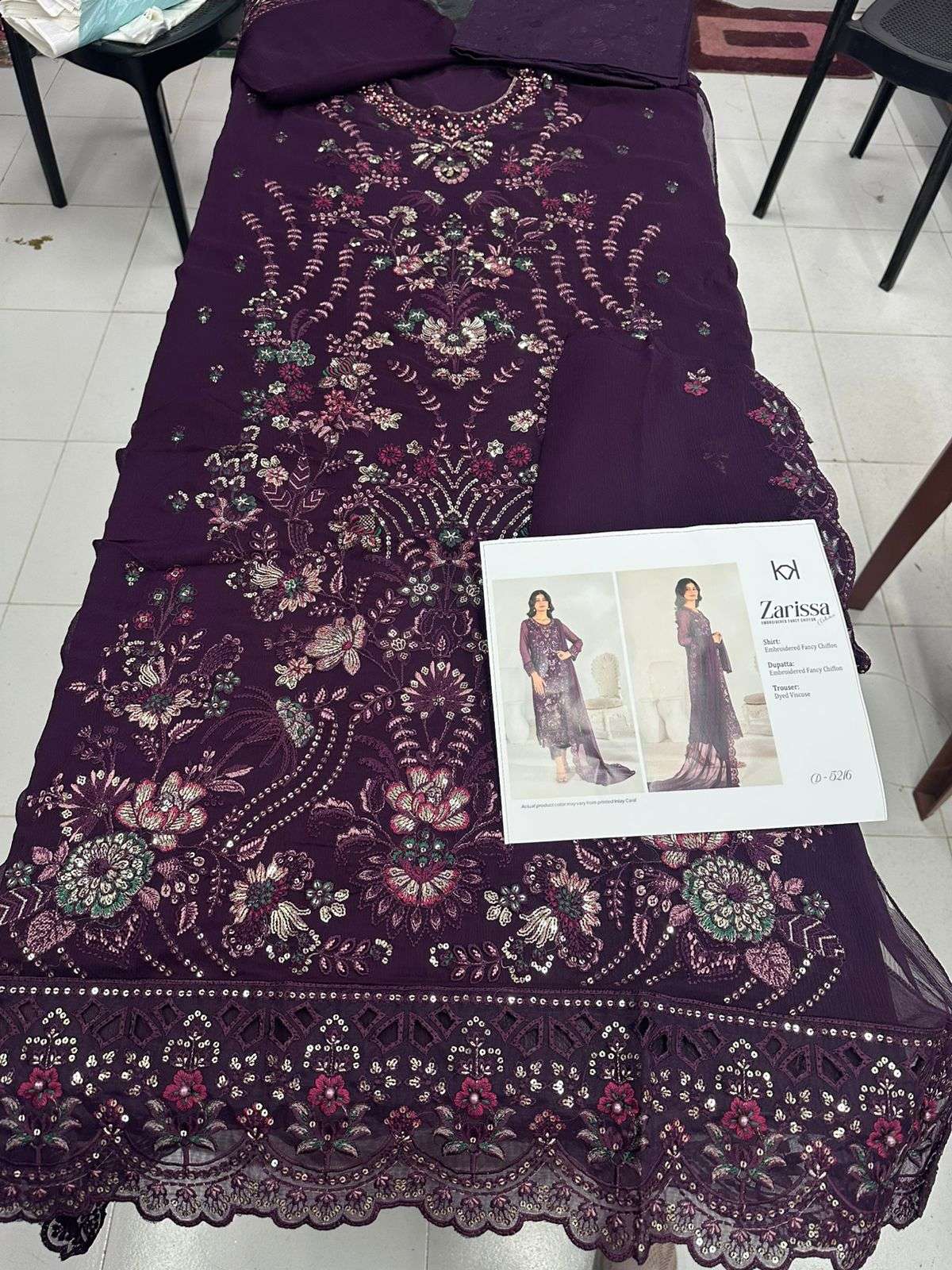ZARISSA New Fancy Embroidered Chiffon 2026 Tawakkal
